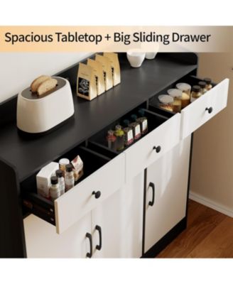 42 Point 5 Inch Sideboard Buffet Storage Cabinet with Adjustable Shelves  for Living Room Entryway and Dining Room