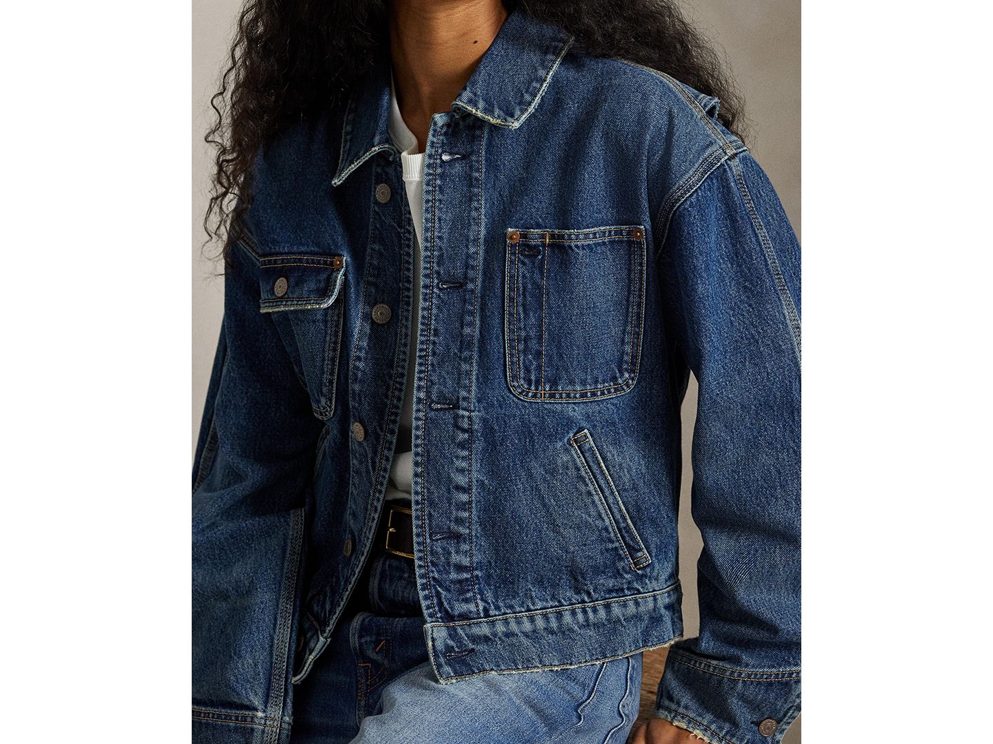 Женская куртка Polo Ralph Lauren Spread Collar Denim Jacket, цвет: Варёный — фото 3