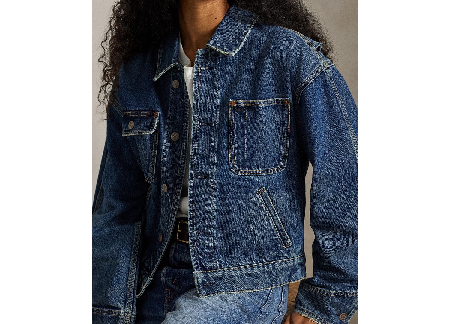 Women's Spread Collar Denim Jacket