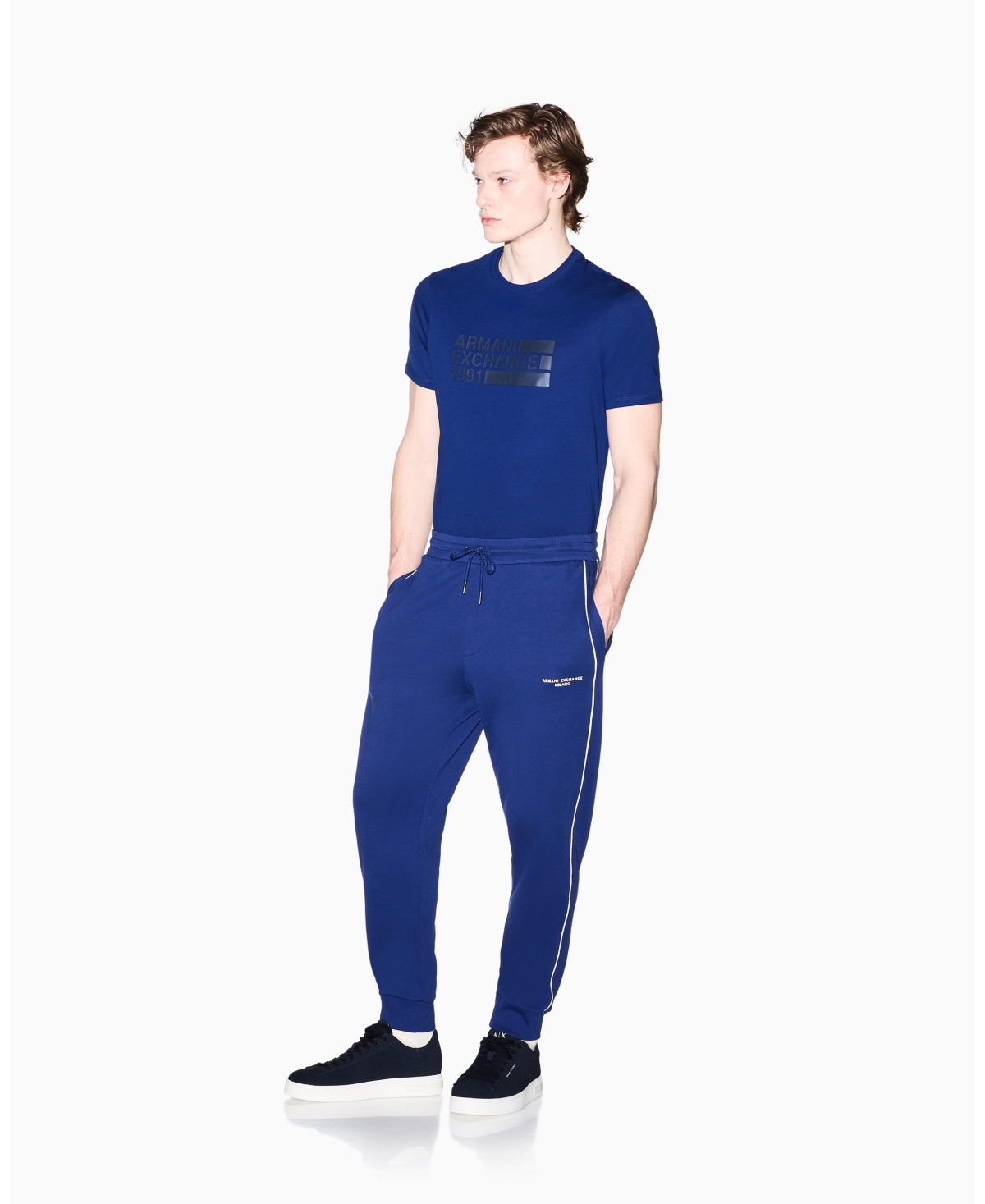 A|X Armani Exchange Men's Short Sleeve Logo T-Shirt - Bellwether Blue