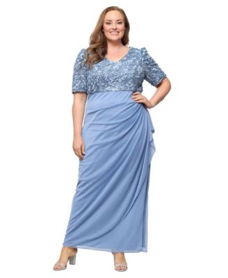 Plus Size Soutache Embellished Short-Sleeve Gown