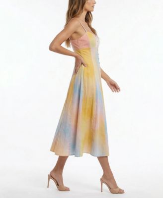 Women's Sleeveless A-Line Sweetheart Neck Button-Front Dress