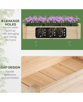 2-Tier Raised Garden Bed 34"x34"x28" Wood Planter Sd Plant Grow Box