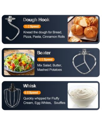 5.3 Qt Digital Display Stand Mixer 8 Speed with Egg Whisk, Dough Hook & Flat Beater