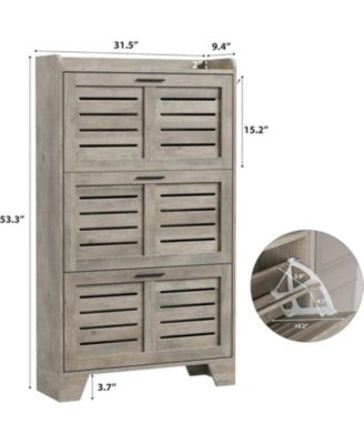 Shoe Cabinet Storage for Entryway, Narrow Shoe Cabinet with Flip Drawers, Freestanding Hidden Slim Shoe Organizer Cabinet