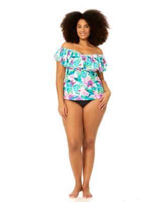 Plus Size Tortuga Bandeau Neck Swim Tankini Top