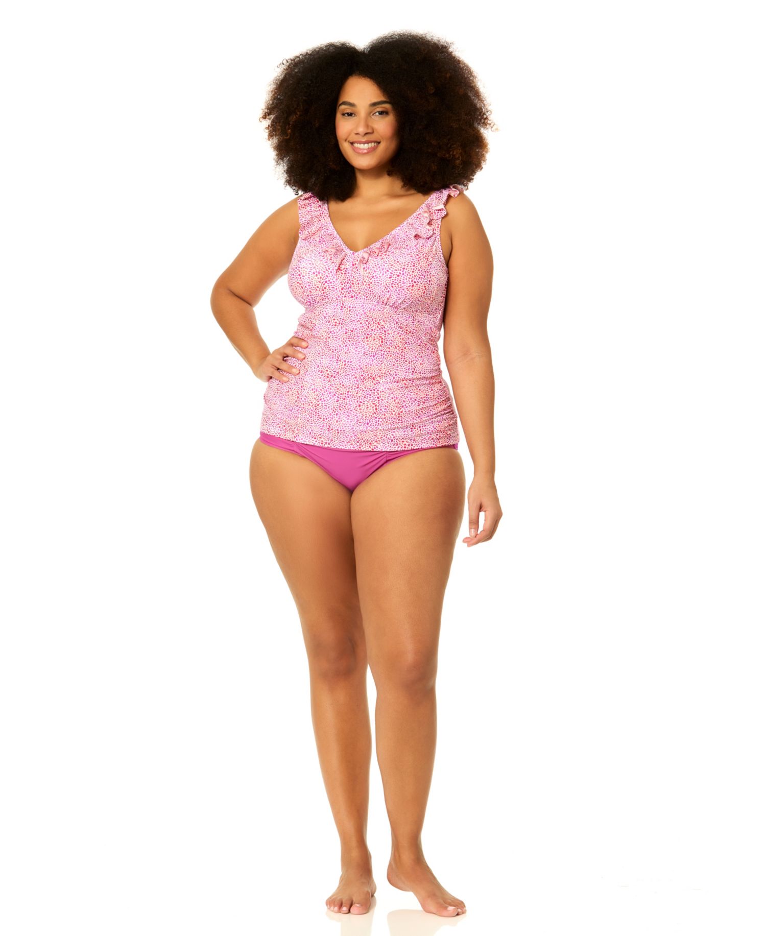 Plus Size Andressa V-Neck Swim Tankini Top and Bottoms