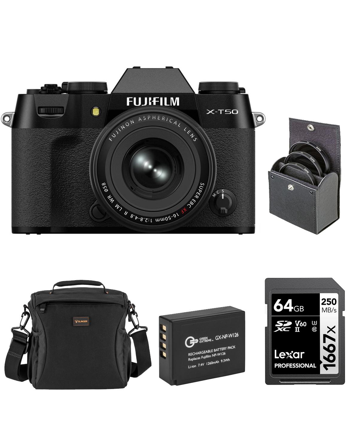 Fujifilm X-T50 Mirrorless Camera with Xf 16-50mm f/2.8-4.8 R Lm Wr Lens, Bundle with Li-Ion Battery, 64GB Sdxc Memory Card and 58mm Filter Kit