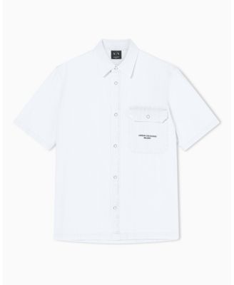 Men's Short Sleeve Denim Striped Shirt