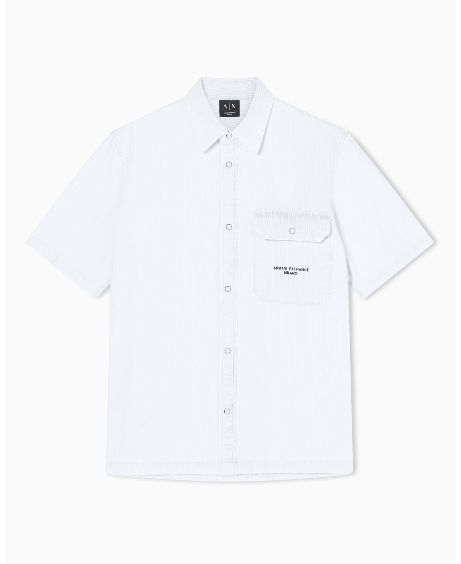 Men's Short Sleeve Denim Striped Shirt