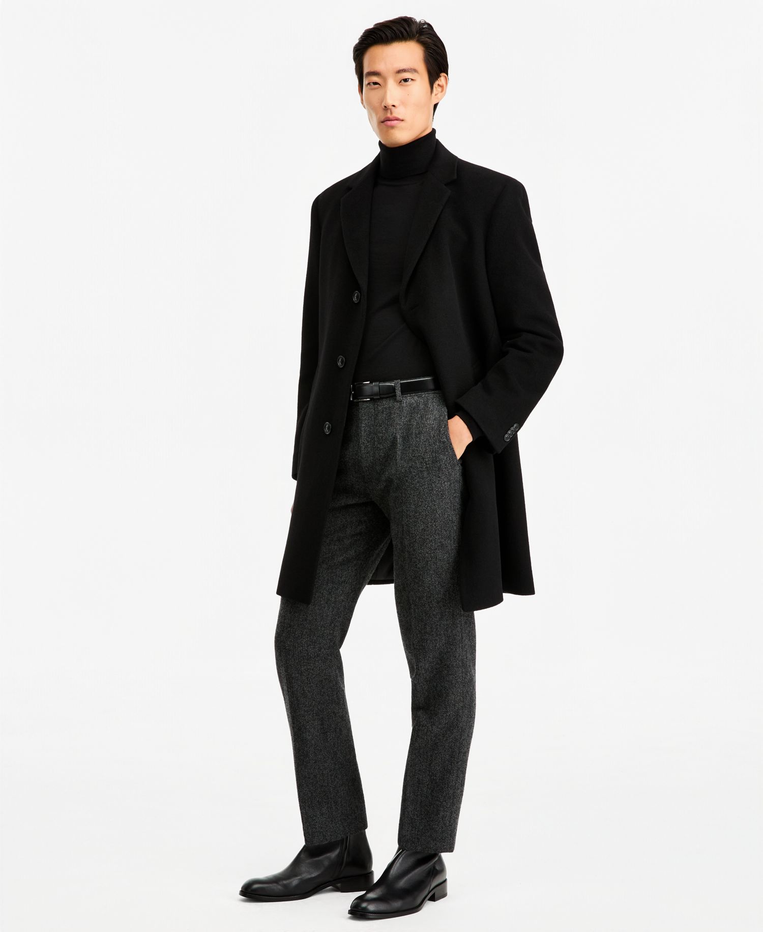 Men's Barge Classic Fit Wool/Cashmere Blend Solid Overcoat