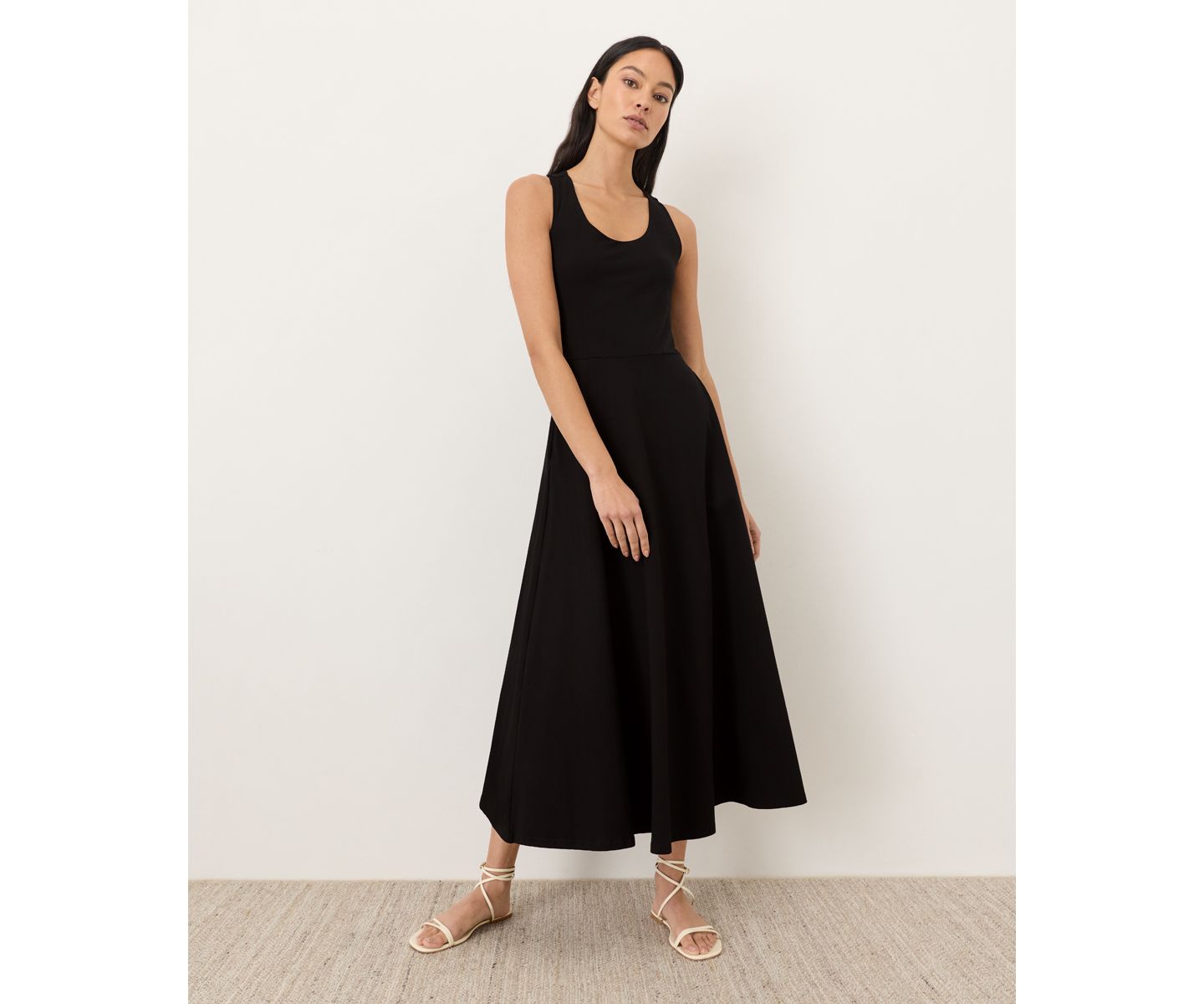 Женское платье Pact Fit and Flare Open Back Maxi Dress Made with Organic Cotton, цвет: Чёрный — фото 1