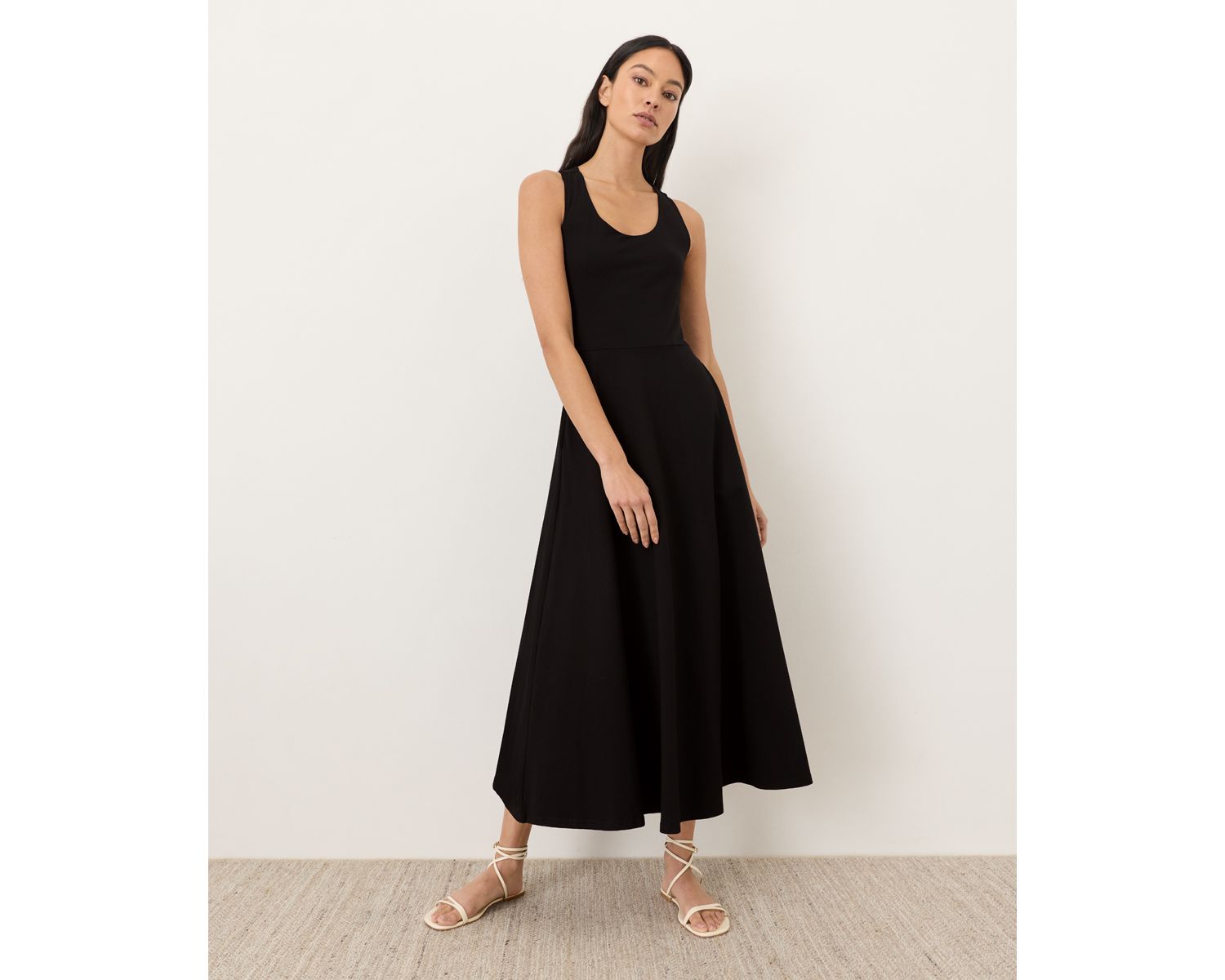 Women's Fit and Flare Open Back Maxi Dress Made with Organic Cotton