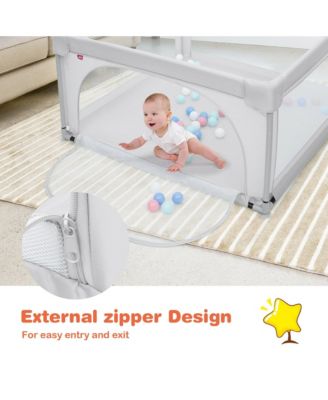 Toddler Playpen Large Safety Play Center Yard w/ 50 Ocean Balls Grey