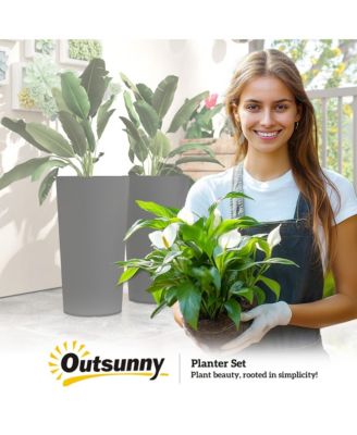 29 Inch Tall Planters, Set of 2 Plastic Flower Pots,