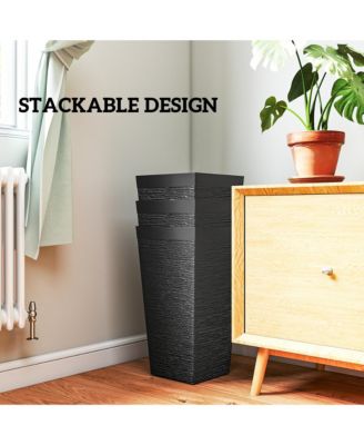 22.8 Inch Tall Planters, Set of 3 Plastic Flower Pots,