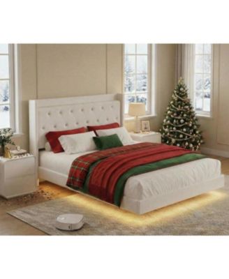Bed Frame with Storage Headboard and 2 Drawers, Linen Upholstered Platform Bed Frame with Charging Station, Heavy Duty