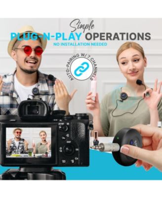 Wireless Transmitter and Receiver Set with Microphone Voice-Over (PDWMU20) - Plug and Play