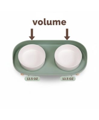 Elevated Ceramic Dog & Cat Food Water Bowl Set Spill Proof Non Slip Mess Free Dishwasher Safe