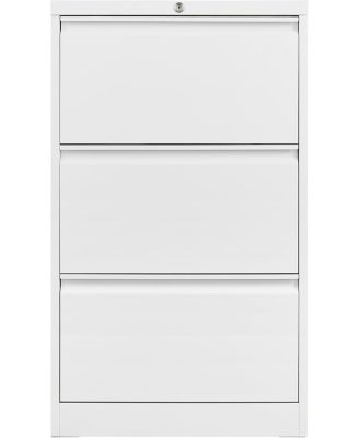 3 Drawer Lateral File Cabinet, Heavy Duty Metal Filing Cabinet with Locks for Home Office, Black File Cabinets with Business Card Holder