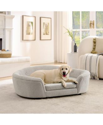 Oversized Oval Dog Sofa Bed with Tufted Backrest