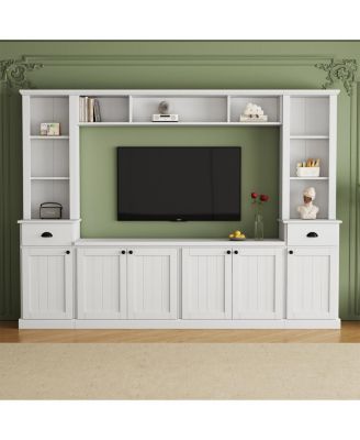 Minimalist Entertainment Wall Unit Set with Bridge for TVs Up to 75