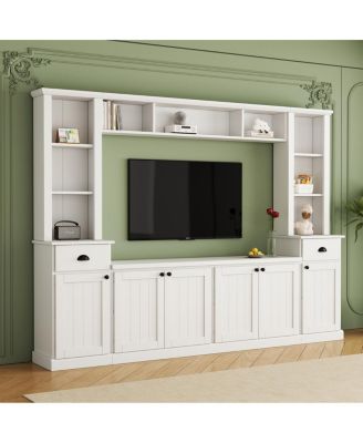 Minimalist Entertainment Wall Unit Set with Bridge for TVs Up to 75