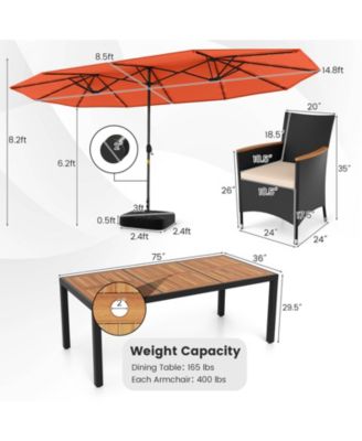  Patio Dining Set Double-Sided Patio Umbrella (Base Included)