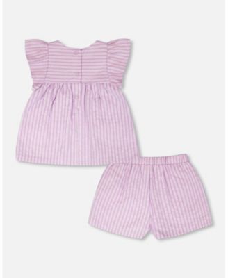 Little Girls Top and Short Set Stripes