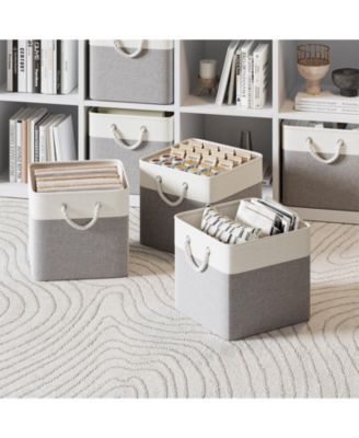 6-Pack Collapsible Fabric Storage Bins, 13" Cube Baskets with Rope Handles and Reinforced Base