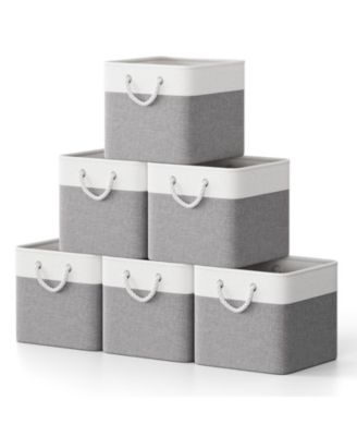 6-Pack Collapsible Fabric Storage Bins, 13" Cube Baskets with Rope Handles and Reinforced Base