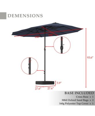Large Double Sided Umbrella Outdoor Patio Umbrella with Base and Sand Bag