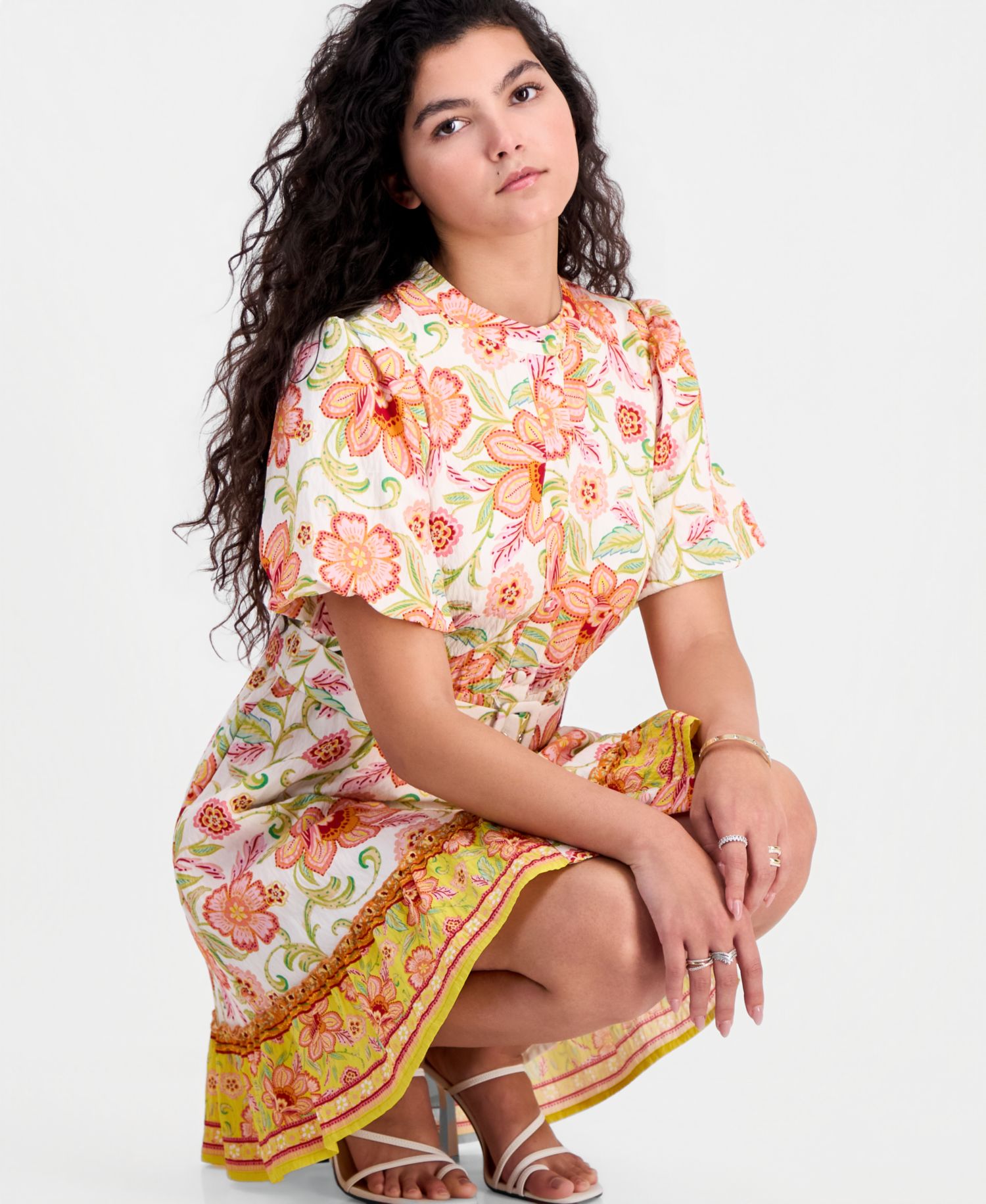 Women's Sun-Kissed Puff-Sleeve Shirt-Dress