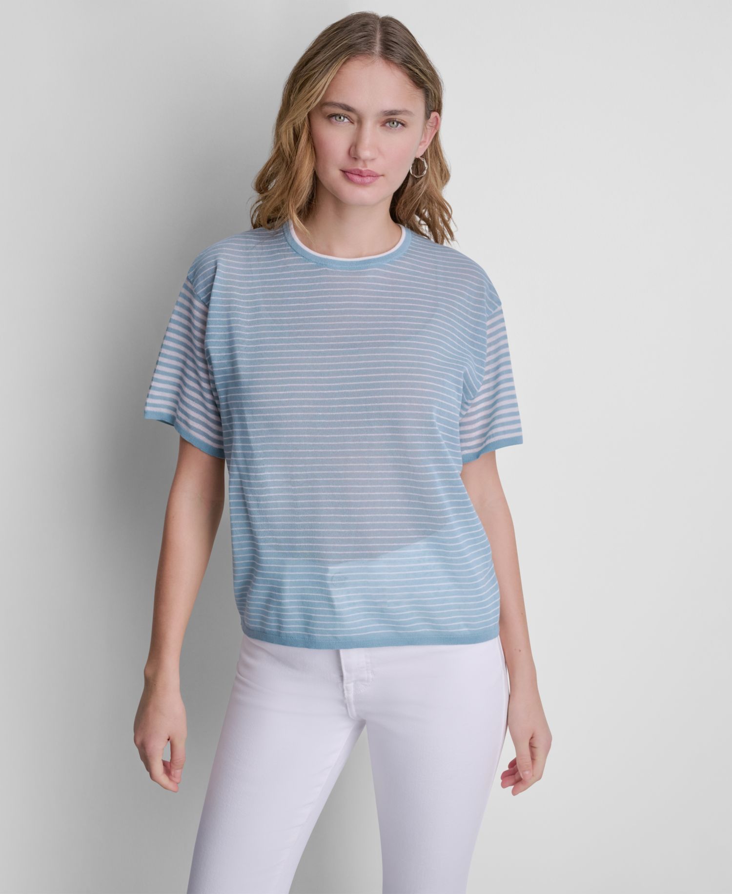 Women's Short-Sleeve Striped Sweater