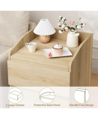 Nightstand with Drawers - Bedside Table Wood End Table with Storage Modern Bed Side Table 2 Drawers Night Stand Wide End Table
