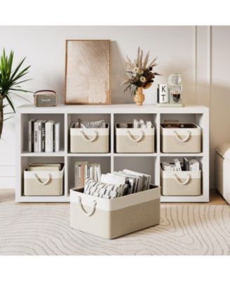 Fabric Storage Bins with Rope Handles Set of 4