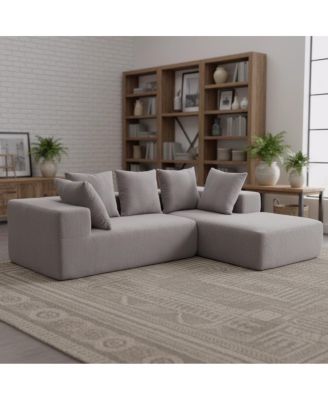 Modern Gray Fabric Sofa with Plush Cushions and Pet-Friendly Design