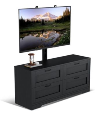 TV Stand, Mount for 32/45/55/65/75/80 inch TVs, Entertainment Center w/ 4 Drawers Storage, Wood Media Console Tables for Bed,Living Room