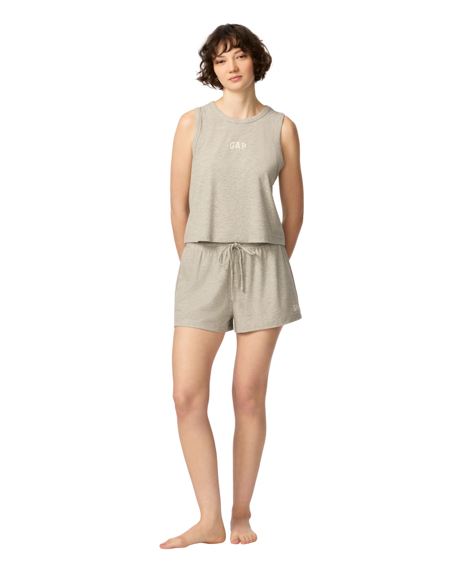 Women's Ribbed Tank Top and Pull-On Shorts, 2-Piece Set
