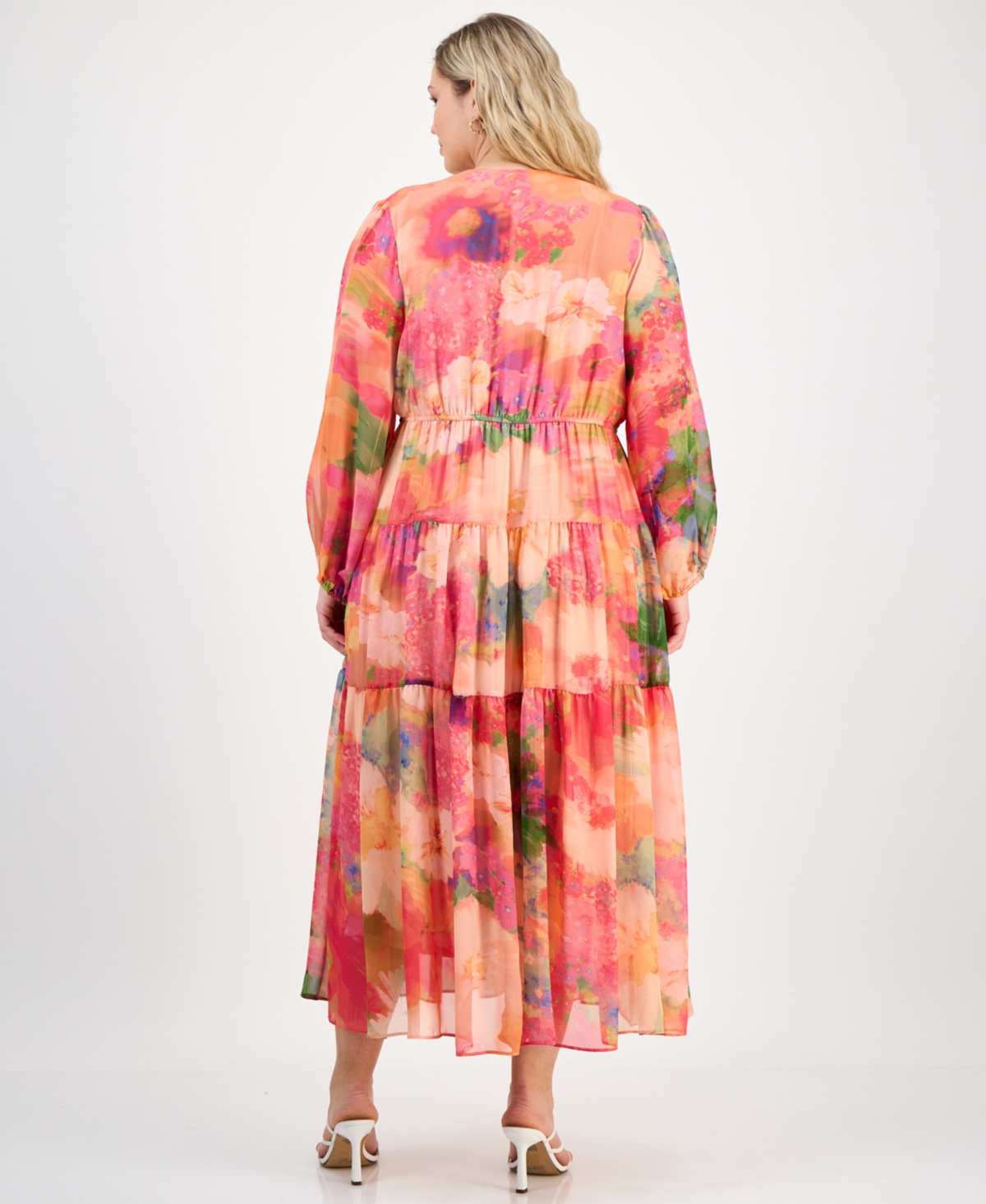 Robbie Bee Plus V-Neck Tiered Maxi Dress