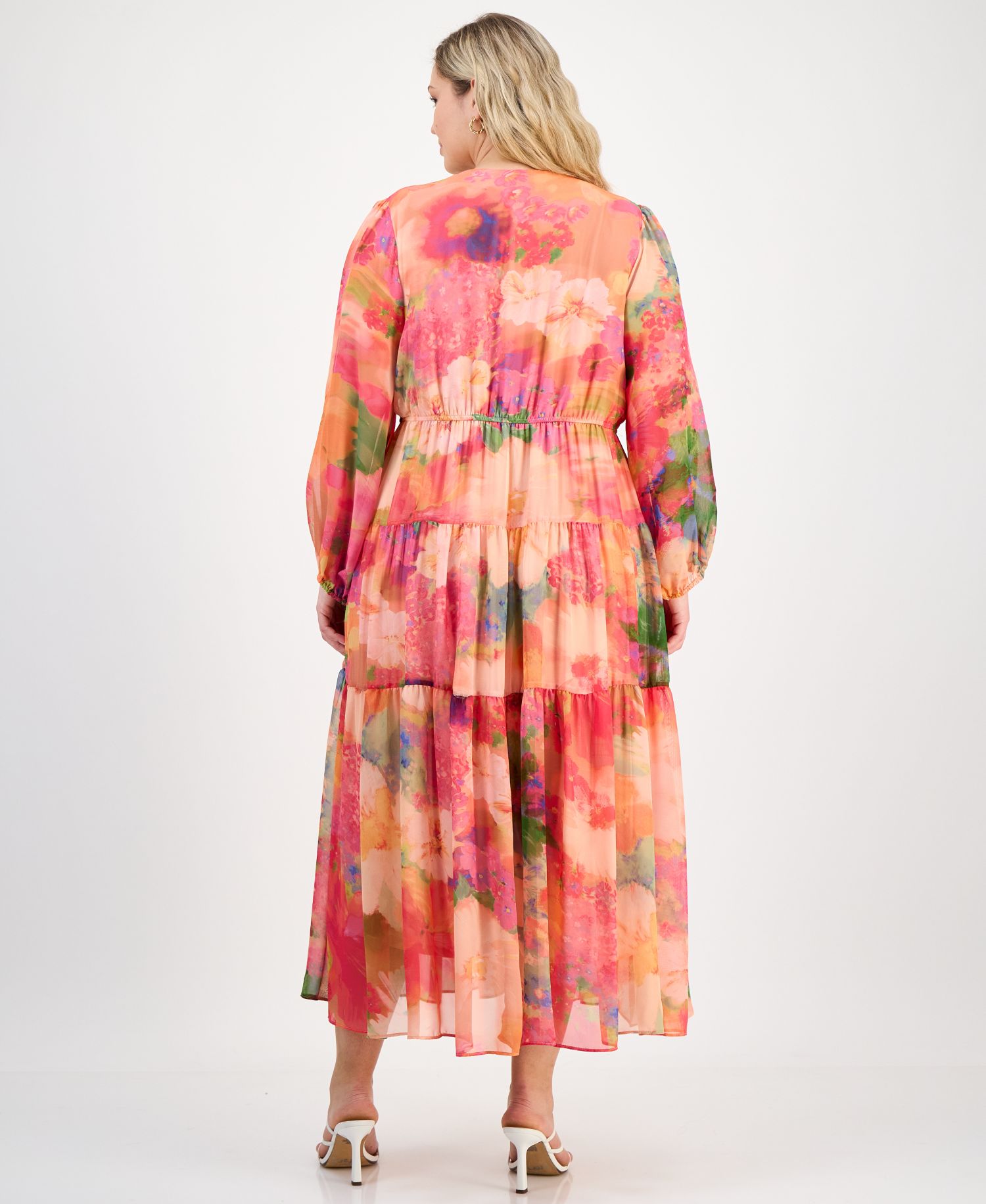 Plus Size V-Neck Tiered Maxi Dress