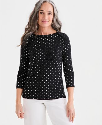 Women's Pima Cotton Boat-Neck 3/4-Sleeve Top