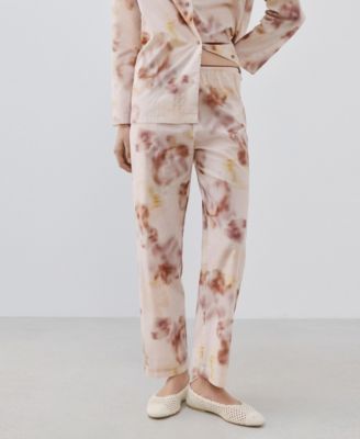 Women's Watercolor Print Cotton Pajama Trousers