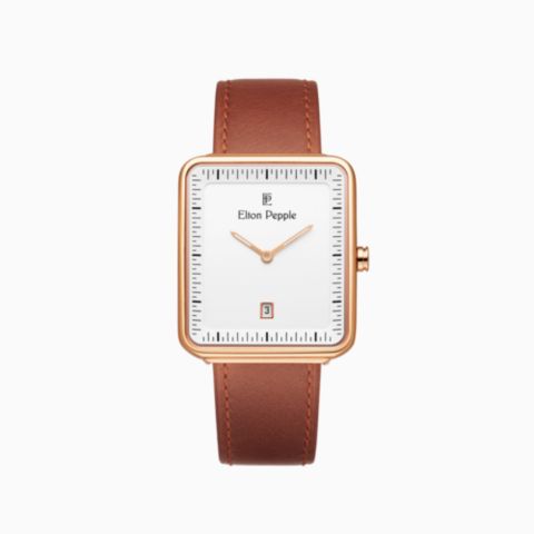 Elton Pepple Men's Modern Oakton - Edgewater, 38mm, цвет: Яичная скорлупа белый / Коричневый