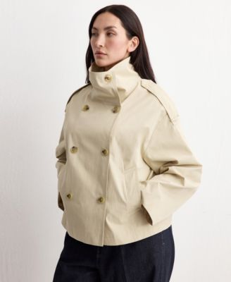 Women's Funnel-Neck Cropped Trench Coat