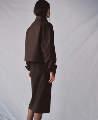 Women's Funnel-Neck Cropped Trench Coat