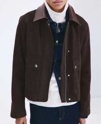 Women's Contrasting Collar Denim Barn Jacket