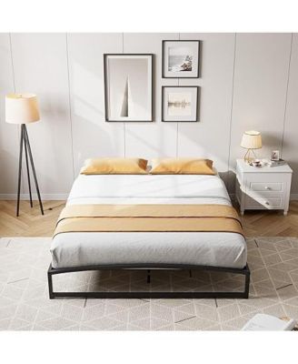 Full 10 Inch Metal Platform Bed Frame - Steel Slats No Box Spring