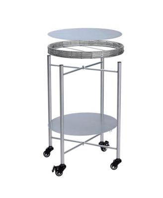 Coffee Table with Wheels, 2-Tier Movable Side Tables, Round Detachable Nightstand for Living Room, Bedroom and Outdoor Terrace