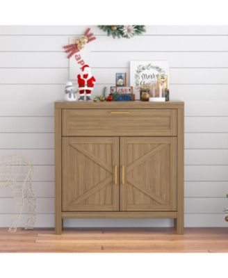 Buffet Sideboard Cabinet, Kitchen Storage with 1 Drawer and 2 Doors, Wood Coffee Bar with Adjustable Shelf
